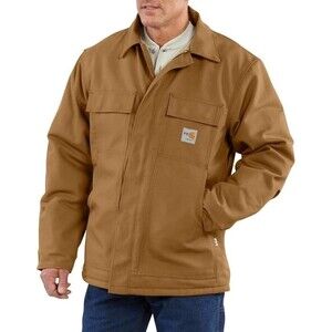 NWT Carhartt Flame Resistant Sz 2XL Men Tan Firm Duck Insulated Cat 4 Coat Loose